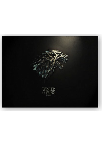 Ahşap Tablo Game of Thrones Stark Siyah Zemin Bayrak