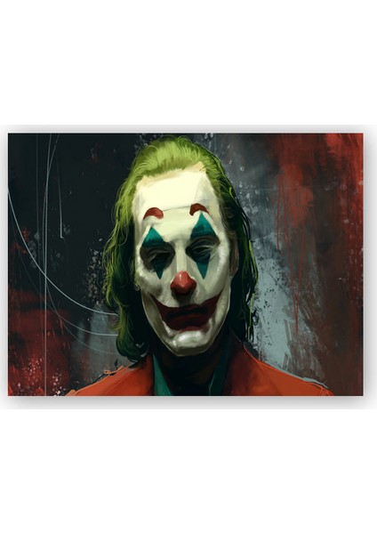 Ahşap Tablo Joker Yüz Yakın Plan Çizim