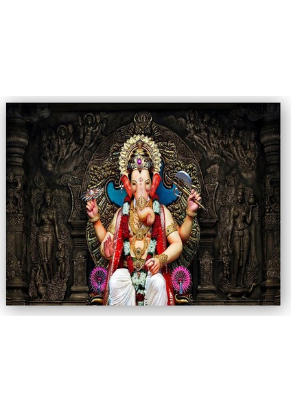 Ahşap Tablo Lord Ganesha İllüstrasyon