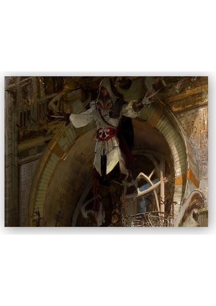 Ahşap Tablo Assassins Creed Bıçaklı Suikastçi Yükseliyor