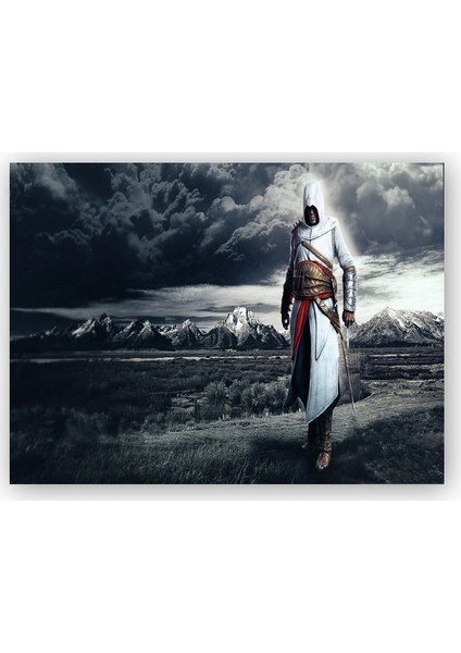 Ahşap Tablo Assassins Creed Suikastçi Kara Bulutlar ve Çayırlar