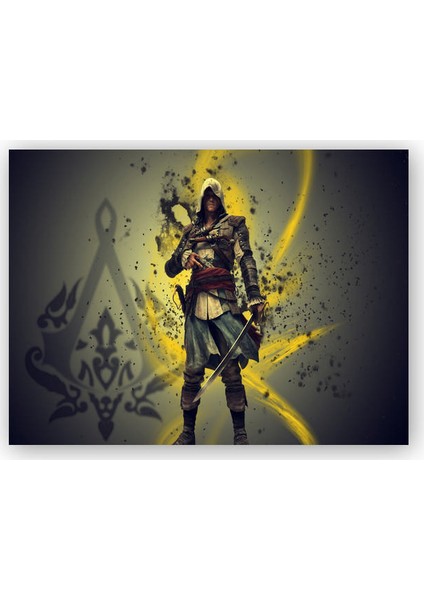Ahşap Tablo Assassins Creed Suikastçi ve Sarı Dalgalar