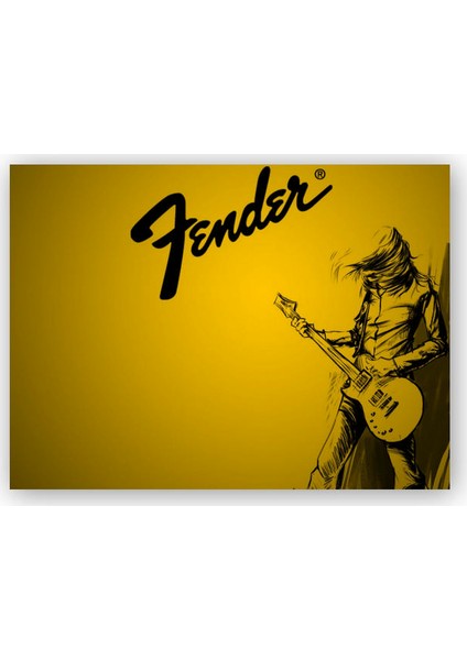 Ahşap Tablo Fender Elektrogitar Cool Gitarist