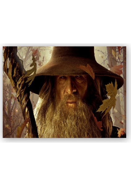 Ahşap Tablo Yüzüklerin Efendisi Gandalf Yakın Plan