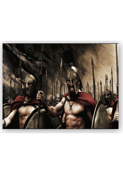 Ahşap Tablo 300 Spartalı Mızraklı Savaşçılar