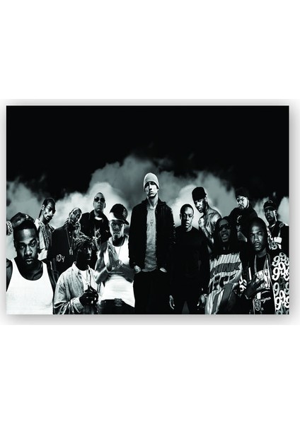 Ahşap Tablo Amerikalı Rap Şarkıcıları Monochrome