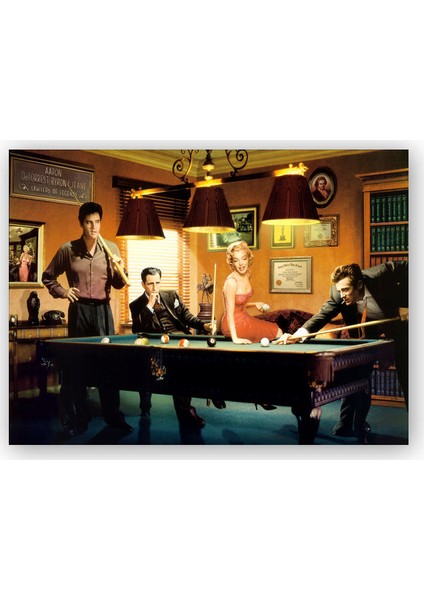 Ahşap Tablo Elvis Clark Marilyn ve James Bilardo Masasında