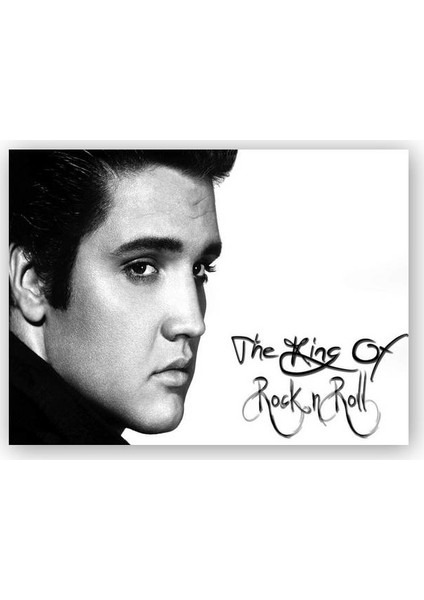 Ahşap Tablo Elvis Presley Rock n Roll Kralı