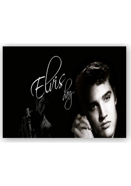 Ahşap Tablo Elvis Presley Siyah Beyaz