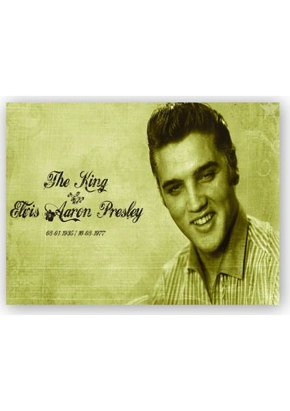 Ahşap Tablo Kral Elvis Aaron Presley Sepya Portre