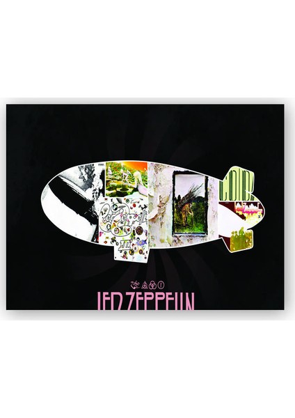 Ahşap Tablo Led Zeppelin Siyah Arkaplan