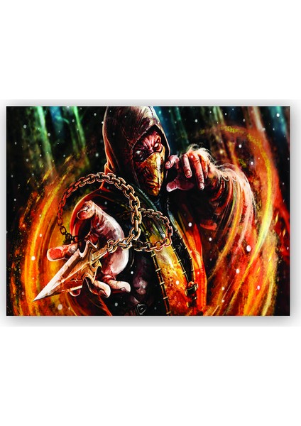 Ahşap Tablo Mortal Kombat X Scorpion