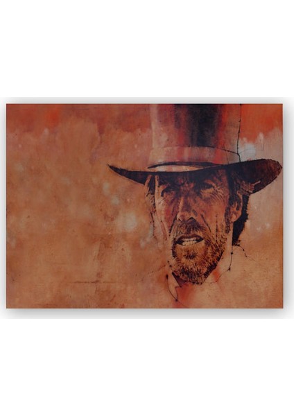 Ahşap Tablo Clint Eastwood Kızıl Bakır Arkaplan