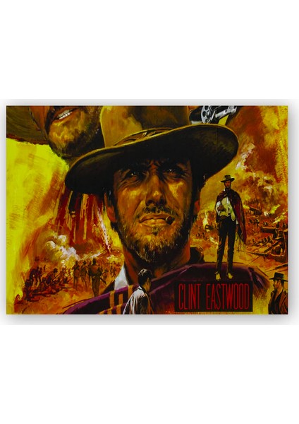 Ahşap Tablo Clint Eastwood Kompozisyon