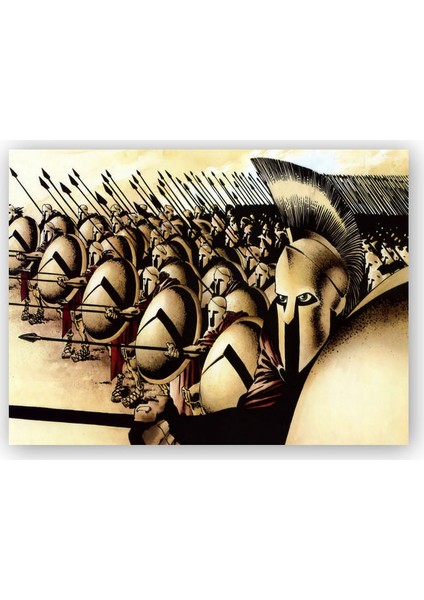 Ahşap Tablo Mızraklı ve Kalkanlı Askerler