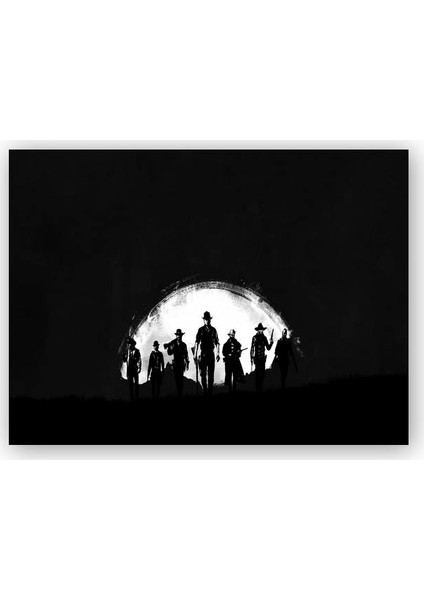 Ahşap Tablo Red Dead Redemption Karanlık Arkaplan Dolunay