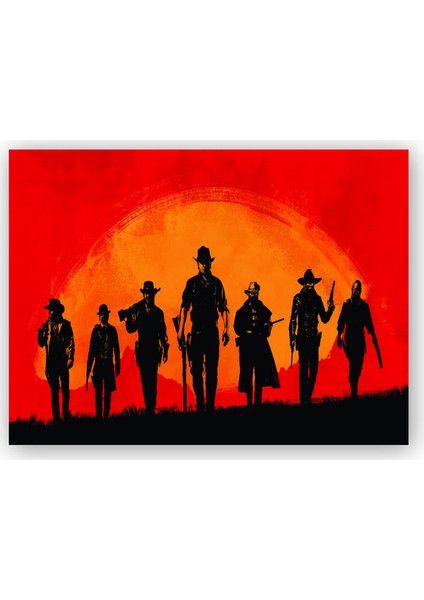 Ahşap Tablo Red Dead Redemption Kırmızı Arkaplan