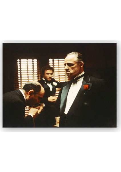 Ahşap Tablo The Godfather Marlon Brando El Öpme Sahnesi