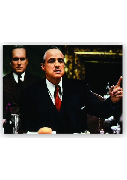 Ahşap Tablo The Godfather Marlon Brando Yemek Masasında