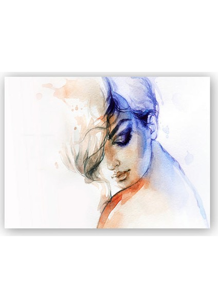 Ahşap Tablo Modern Sanat Üzgün Kadın Görseli