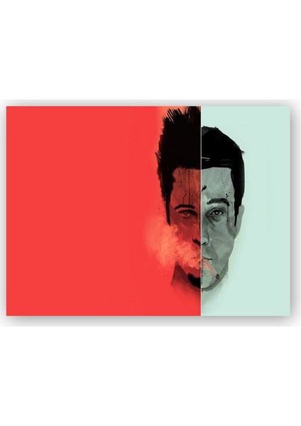 Ahşap Tablo Fight Club Jack ve Tyler Tek Yüzler