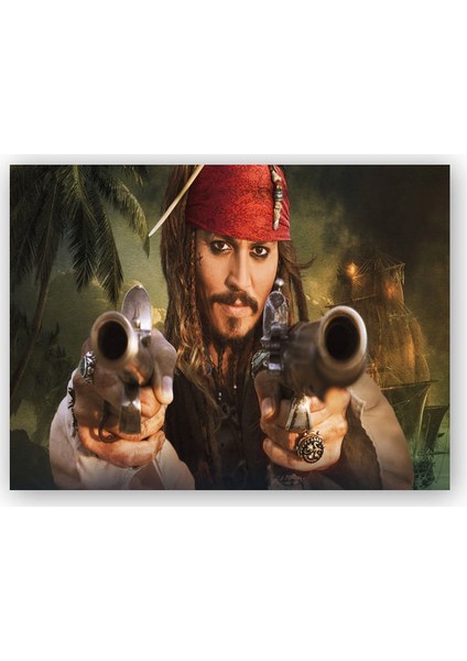 Ahşap Tablo Karayip Korsanları Jack Sparrow Mücadelesi