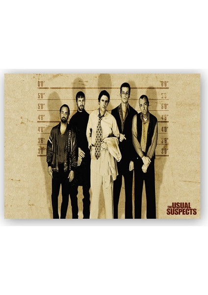 Ahşap Tablo The Usual Suspects Emniyet Pozu Sepya