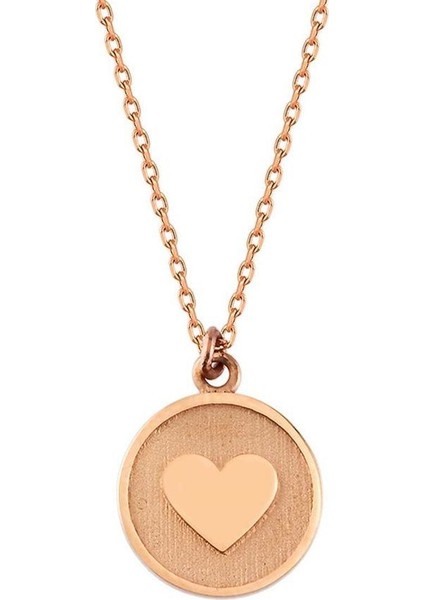Kalpli Altın Kolye 14K Rose Yuvarlak