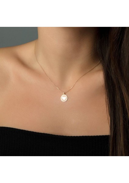 Kalpli Altın Kolye 14K Rose Yuvarlak