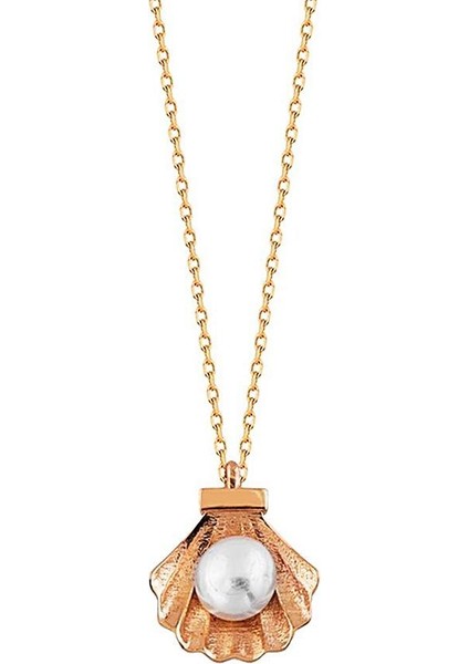 İstiridye Altın Kolye 14K Rose