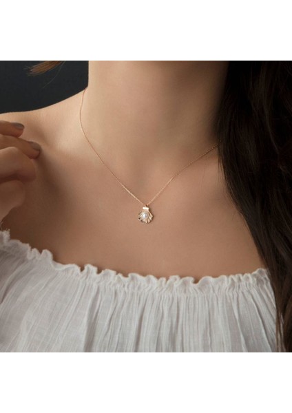 İstiridye Altın Kolye 14K Rose fiyatları