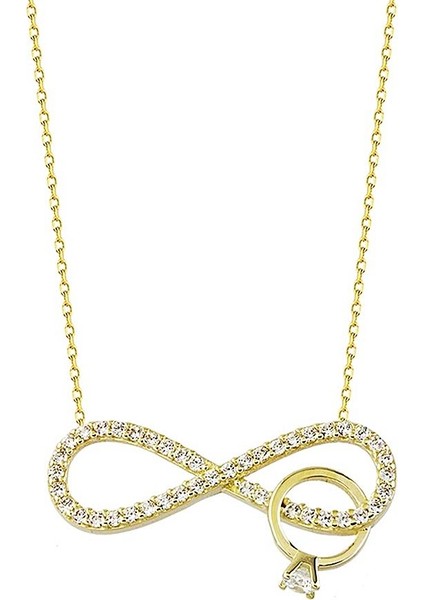 Sonsuz Tektaş Altın Kolye 14K Gold