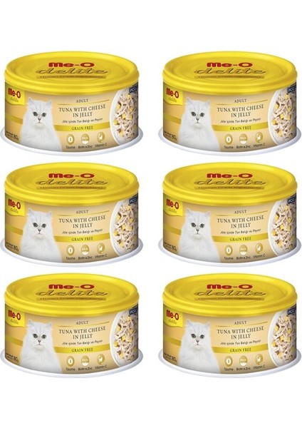 Delite Jöle İçinde Ton Balığı ve Peynirli Konserve Kedi Maması 80 gr x 6 Adet