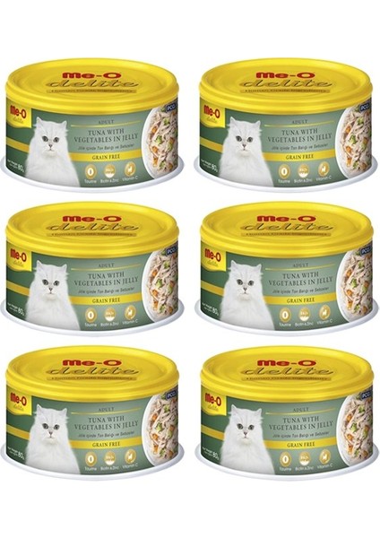 Me-O Delite Jöle İçinde Ton Balığı ve Sebzeli Konserve Kedi Maması 80 gr x 6 Adet