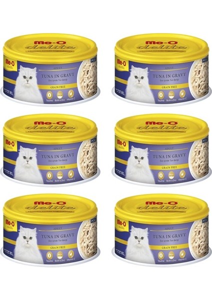 Me-O Delite Sos İçinde Ton Balığı Etli Konserve Kedi Maması 80 gr x 6 Adet
