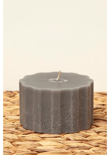 Gri Silindir Mum 9*6 cm