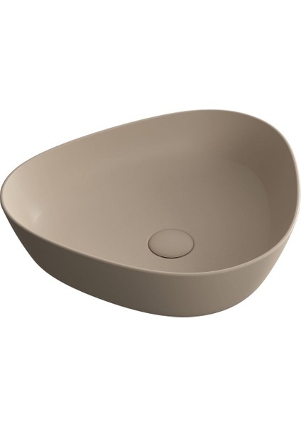 Plural 7812B474-0016 Üçgen Alçak Çanak Lavabo, VitrA Clean, 47 cm, Mat Kil Beji