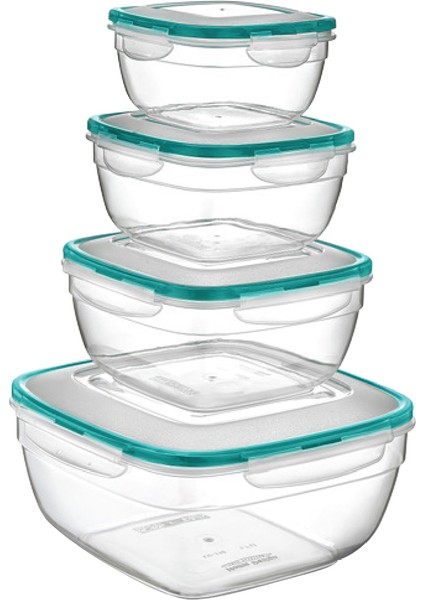 4'lü Fresh Box Saklama Kabı Seti 0.6lt+1lt+1.7lt+4.0lt