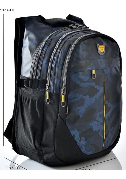 Kamuflaj Desen 4 Bölmeli Su Geçirmez Kumaş Okul Sırt Çantası Mavi fiyatları