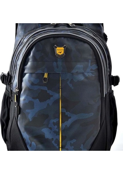 Kamuflaj Desen 4 Bölmeli Su Geçirmez Kumaş Okul Sırt Çantası Mavi fırsatları