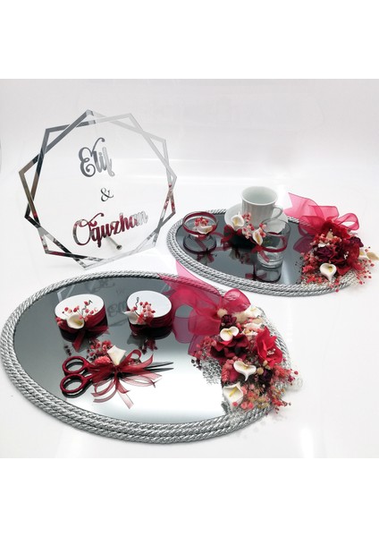 Nişan Tepsisi ve Damat Kahve Fincan Tepsisi Takım 54405