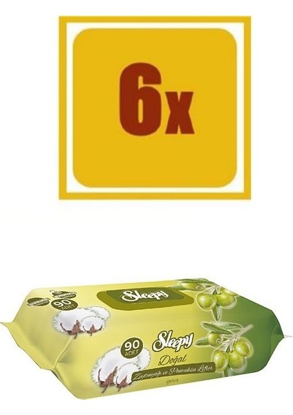 Zeytinyağlı Islak Havlu Mendil 90'lı x 6 (540 Yaprak)