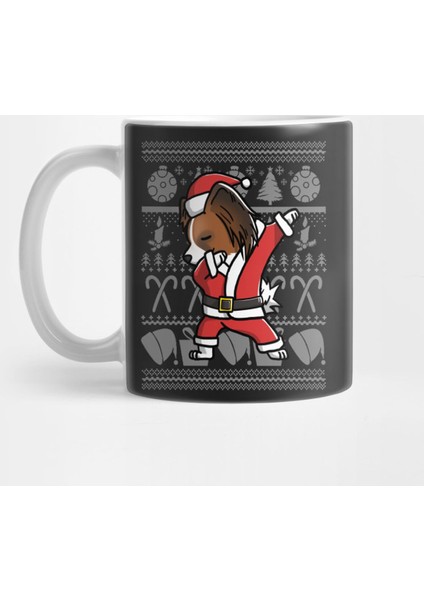 Dabbing Papillon Ugly Christmas Sweater Graphic Kupa Bardak