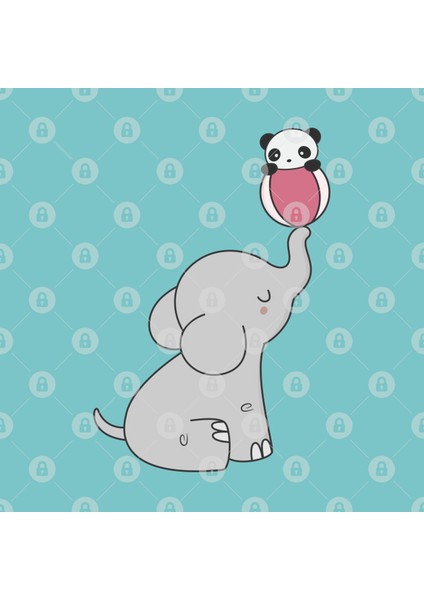 Kawaii Cute Elephant And Panda Kupa Bardak