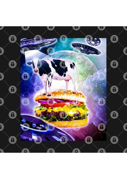 Cow Riding Burger In Space With Ufo Kupa Bardak