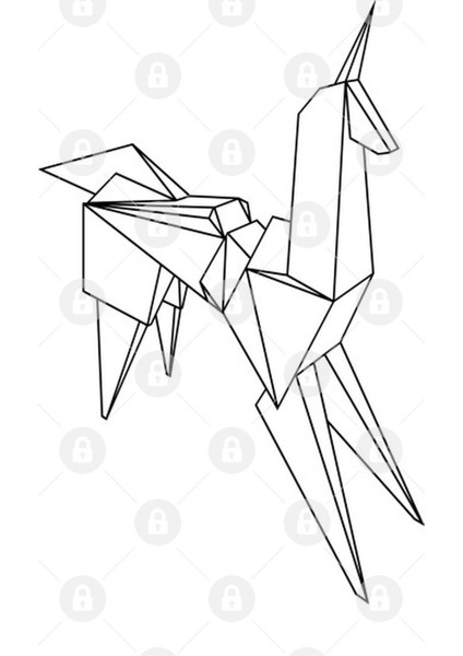 Origami Unicorn Kupa Bardak