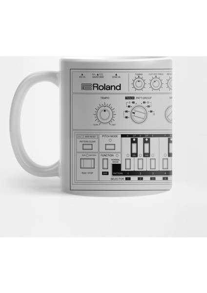 Roland Tb-303 Bass Line Wireframe Kupa Bardak