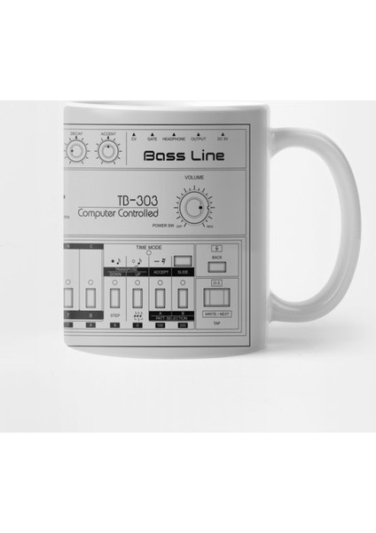 Roland Tb-303 Bass Line Wireframe Kupa Bardak