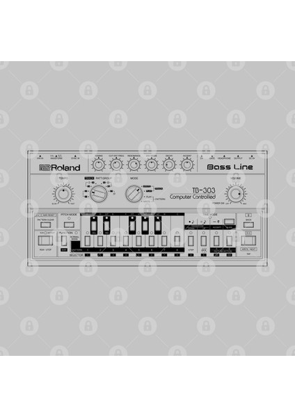 Roland Tb-303 Bass Line Wireframe Kupa Bardak