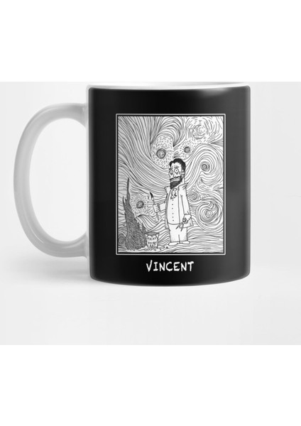 Vincent Van Gogh B&W Starry Night Kupa Bardak